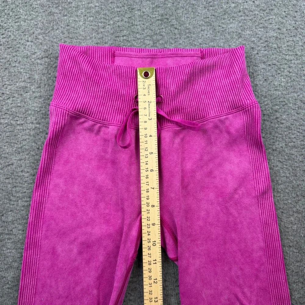 Pink Active Leggings Women's Small Fuchsia Acid Wash Ribbed Seamless High‎ Rise
